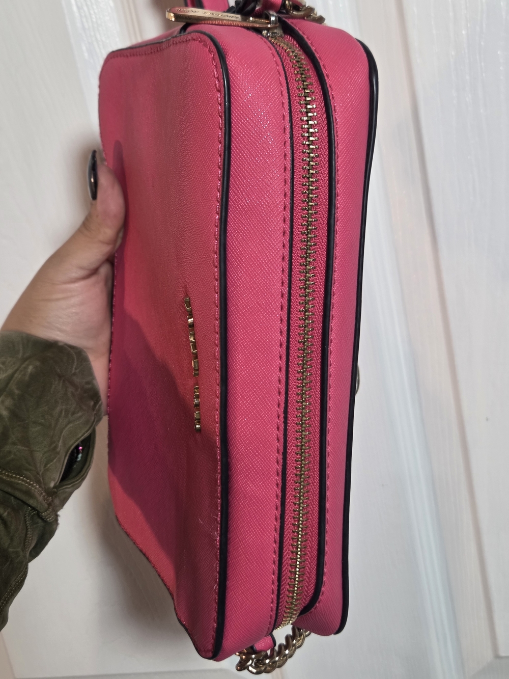 Michael Kors Jet Set Large Saffiano Leather Crossbody Bag - Dragonfruit Pink - Picture 7 of 13
